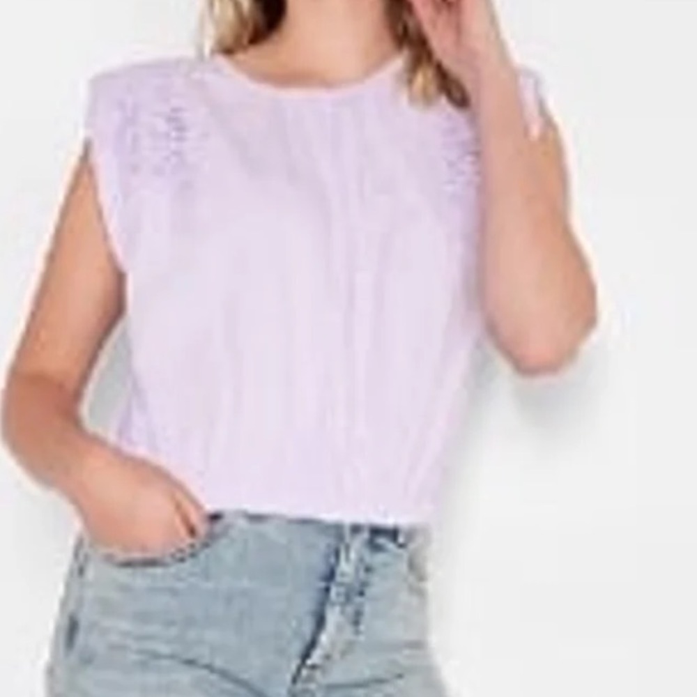 Express Lavender Lace Shoulder Pad Cropped Blouse Top XL